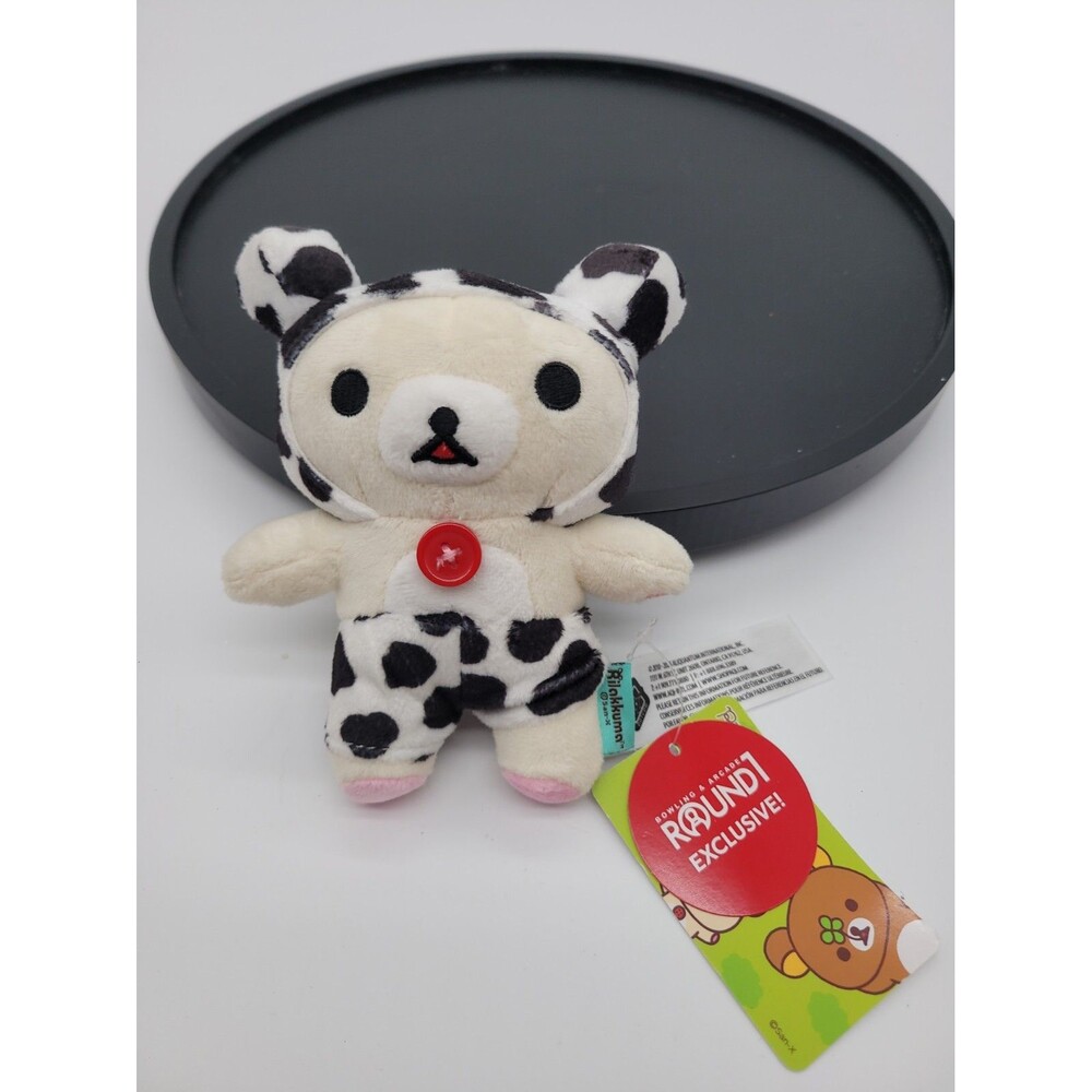 One Korilakkuma Rilakkuma San-x Cream Cow Print Plush 6” Cute Round 1 New